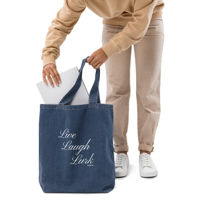 Live Laugh Lurk Script Organic denim tote bag