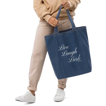 Live Laugh Lurk Script Organic denim tote bag