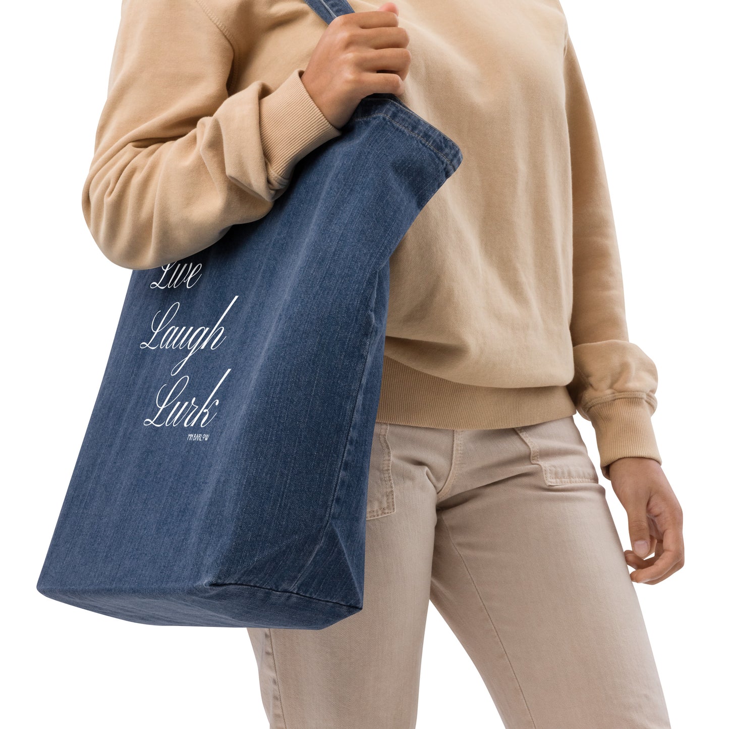 Live Laugh Lurk Script Organic denim tote bag