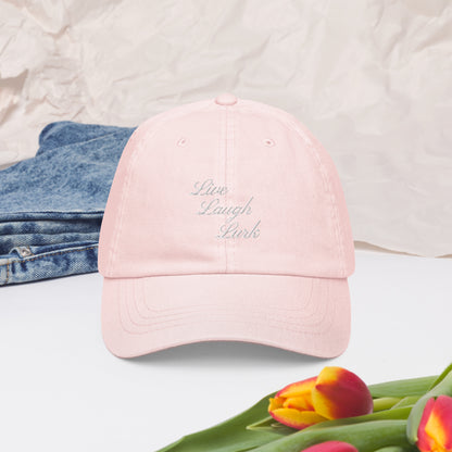 Live Laugh Lurk Script Pastel baseball hat