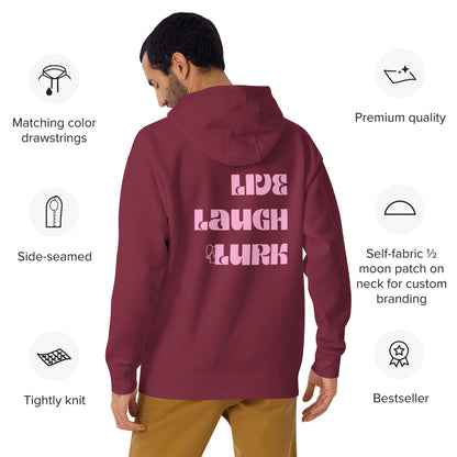 Live Laugh Lurk Hoodie (front/back) Pink