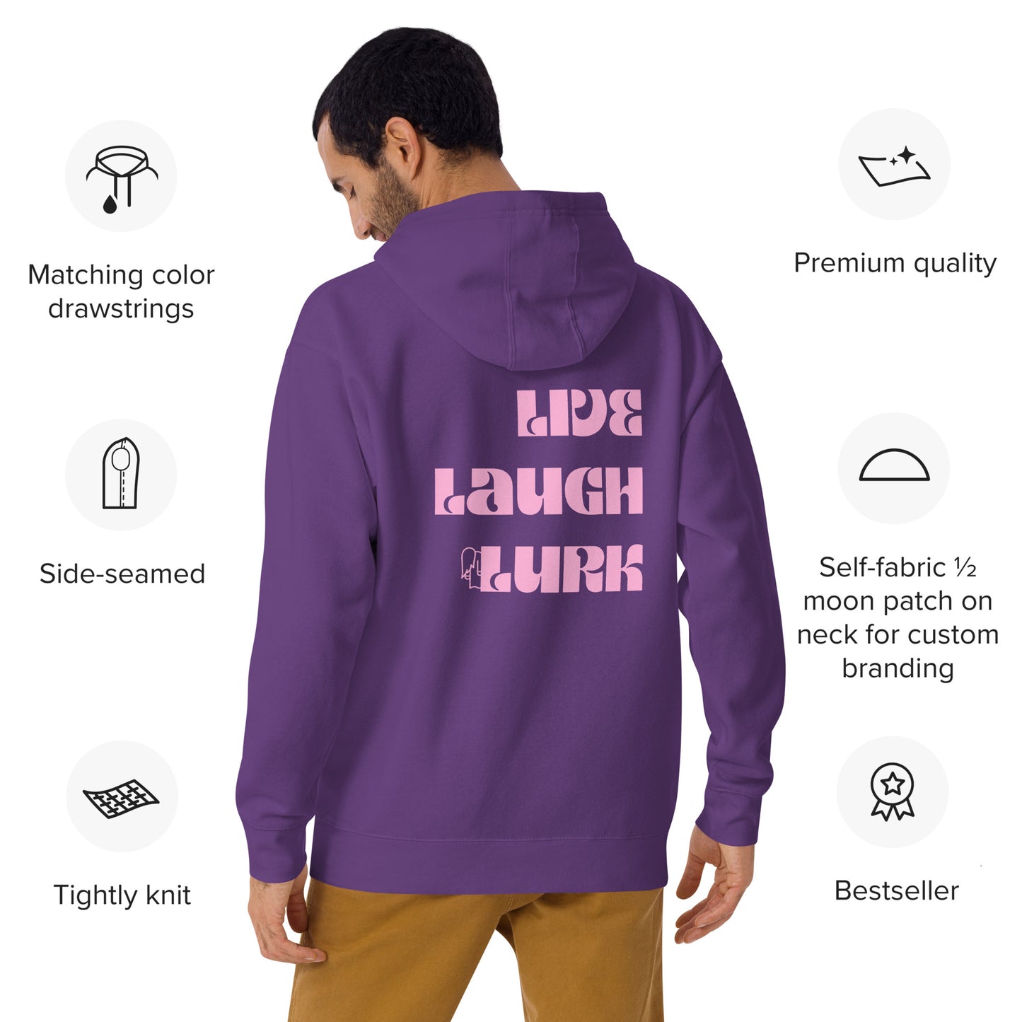 Live Laugh Lurk Hoodie (front/back) Pink