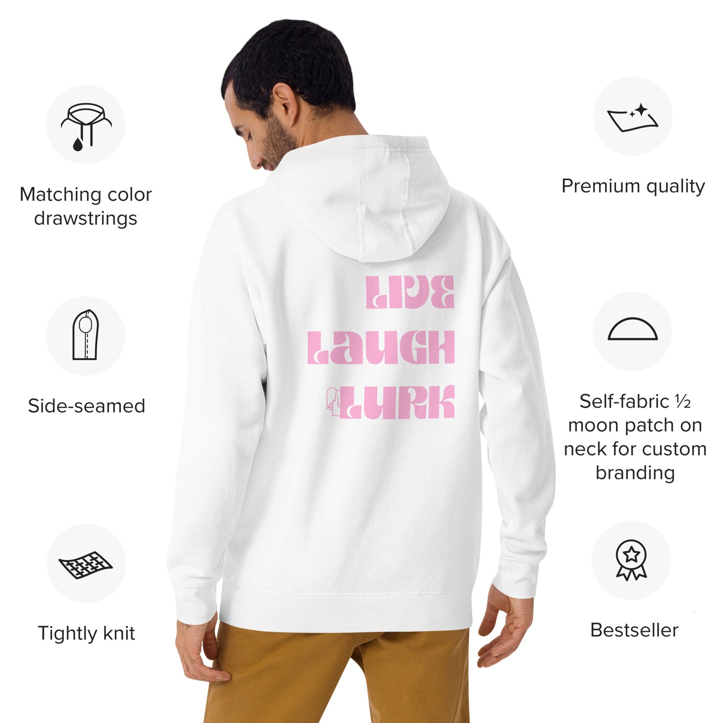 Live Laugh Lurk Hoodie (front/back) Pink