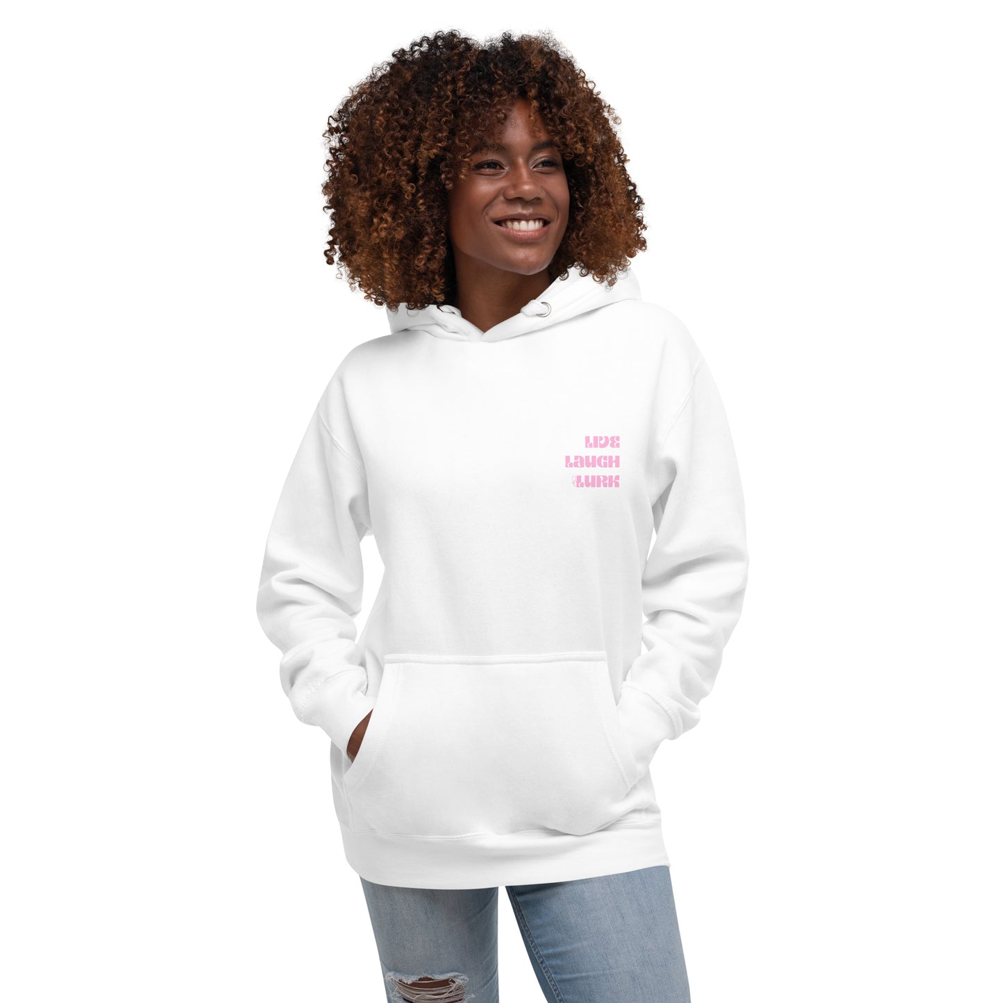 Live Laugh Lurk Hoodie (front/back) Pink