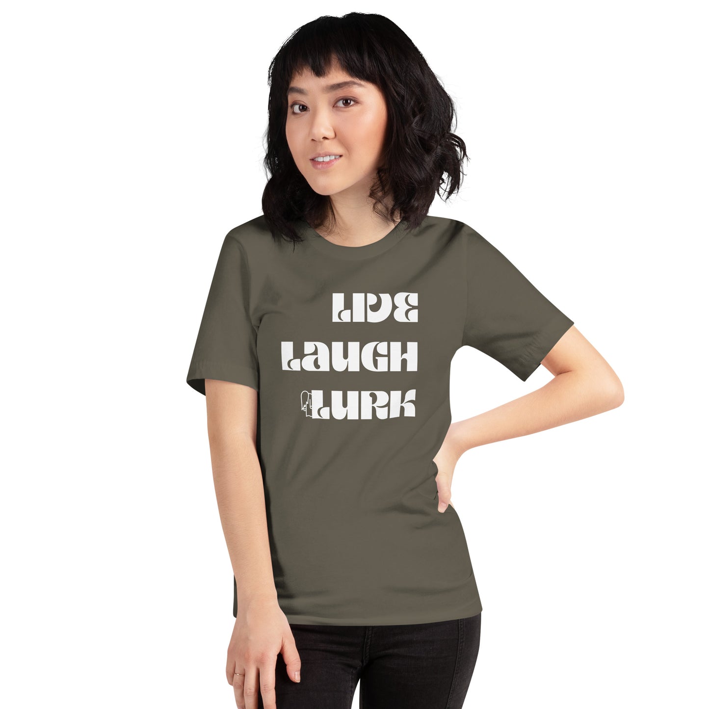 Live Laugh Lurk t-shirt White ink