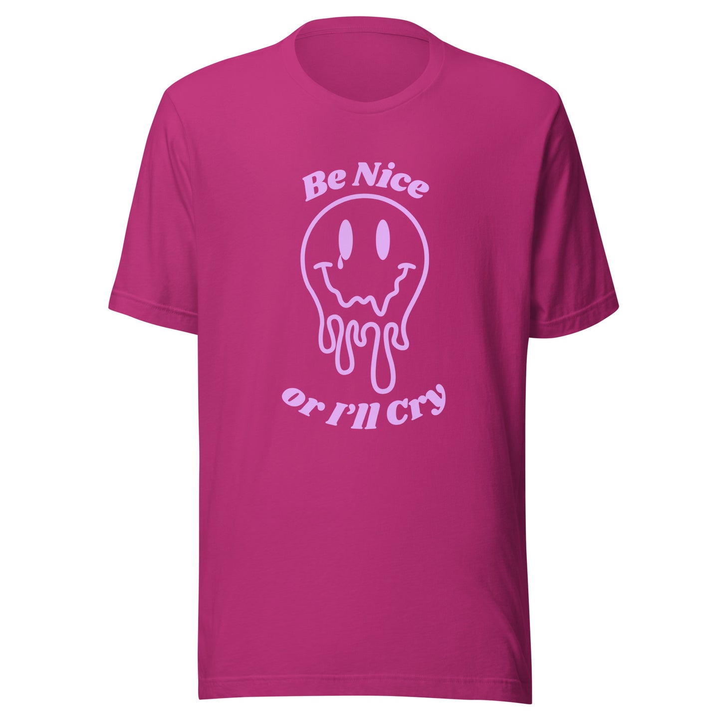 Be Nice or I'll Cry Unisex t-shirt Purple Print