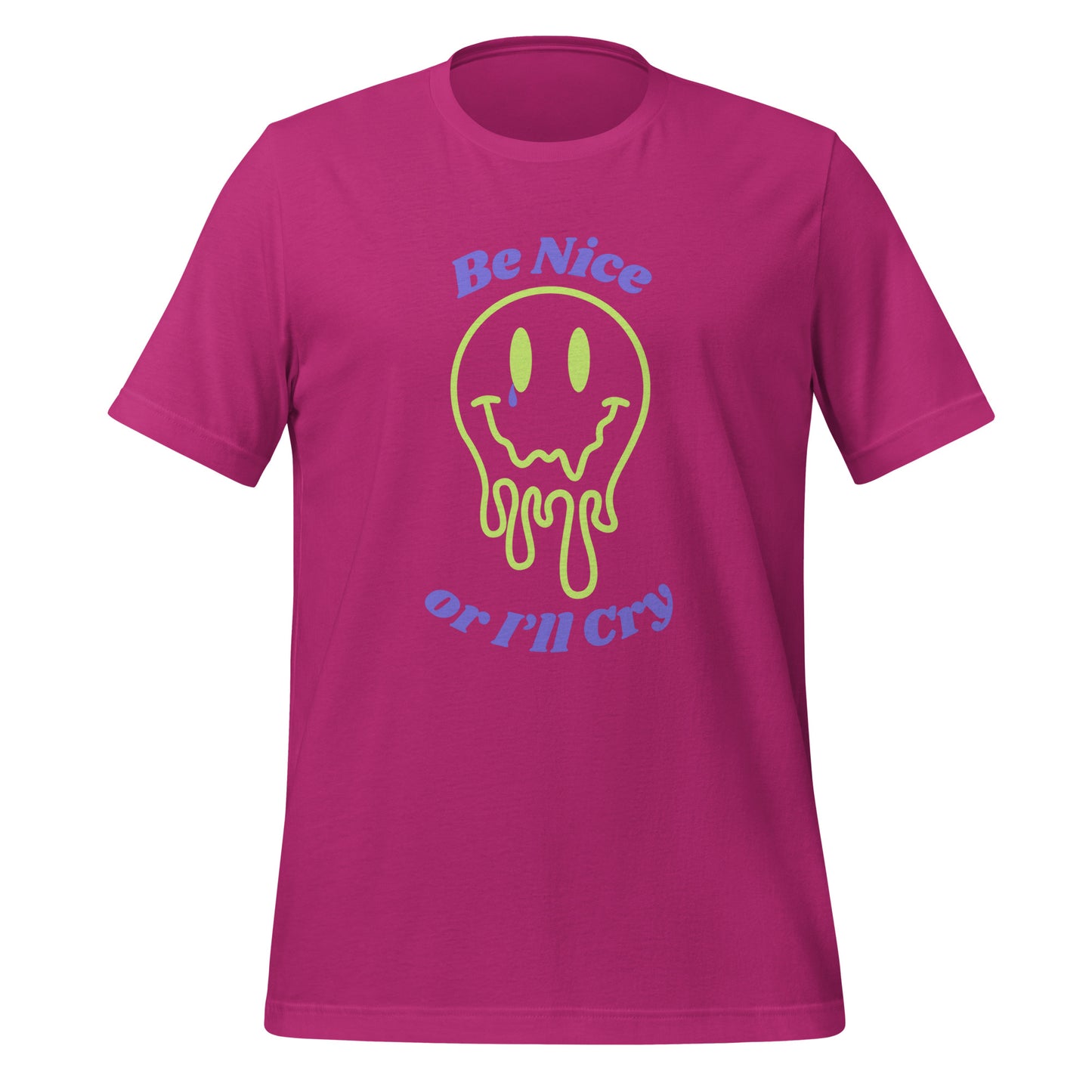 Be Nice or I'll Cry Unisex t-shirt Purple/Green Print