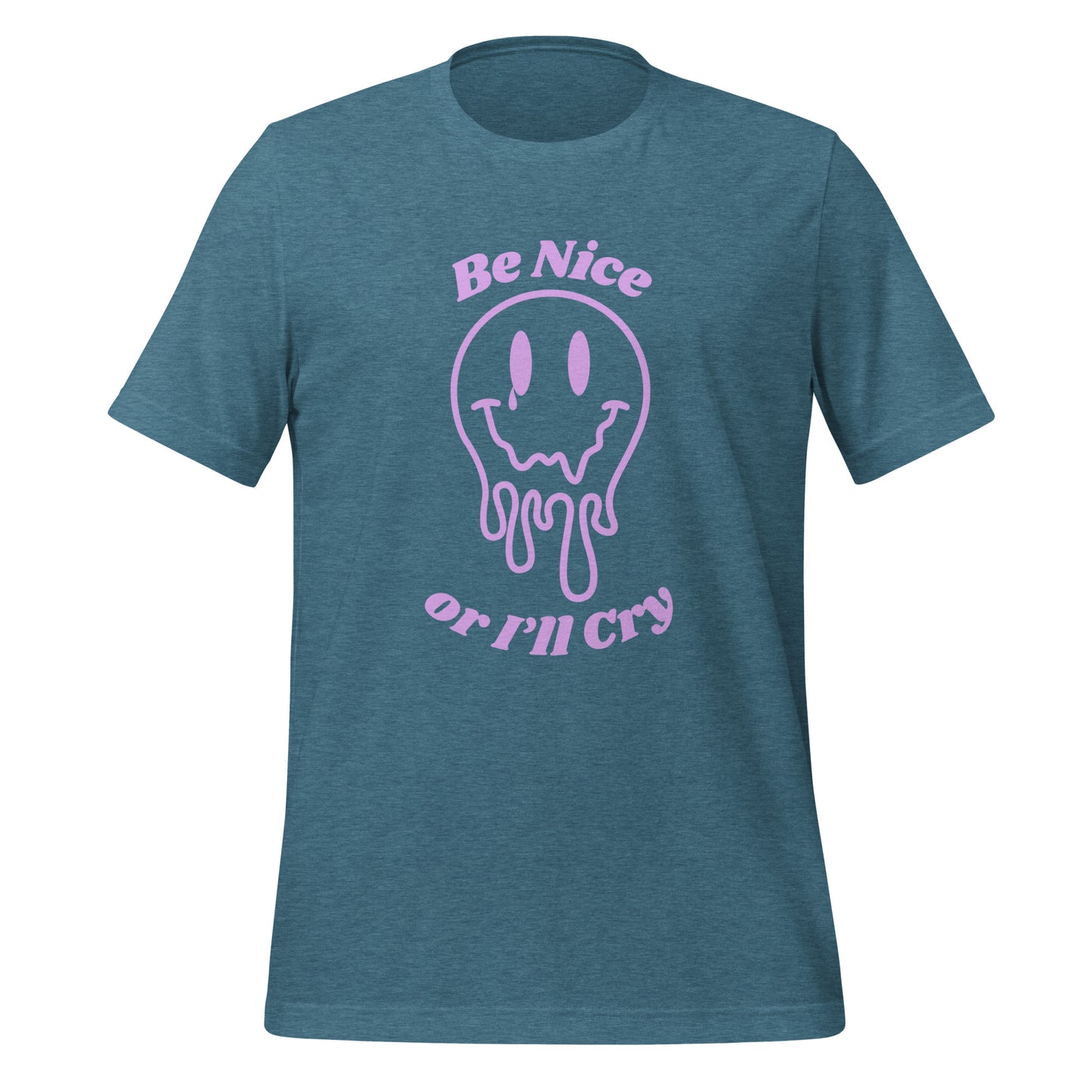 Be Nice or I'll Cry Unisex t-shirt Purple Print