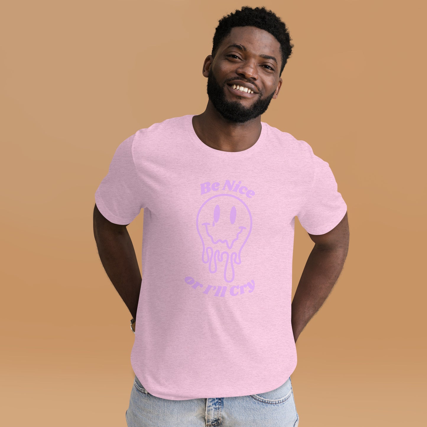 Be Nice or I'll Cry Purple ink Unisex t-shirt