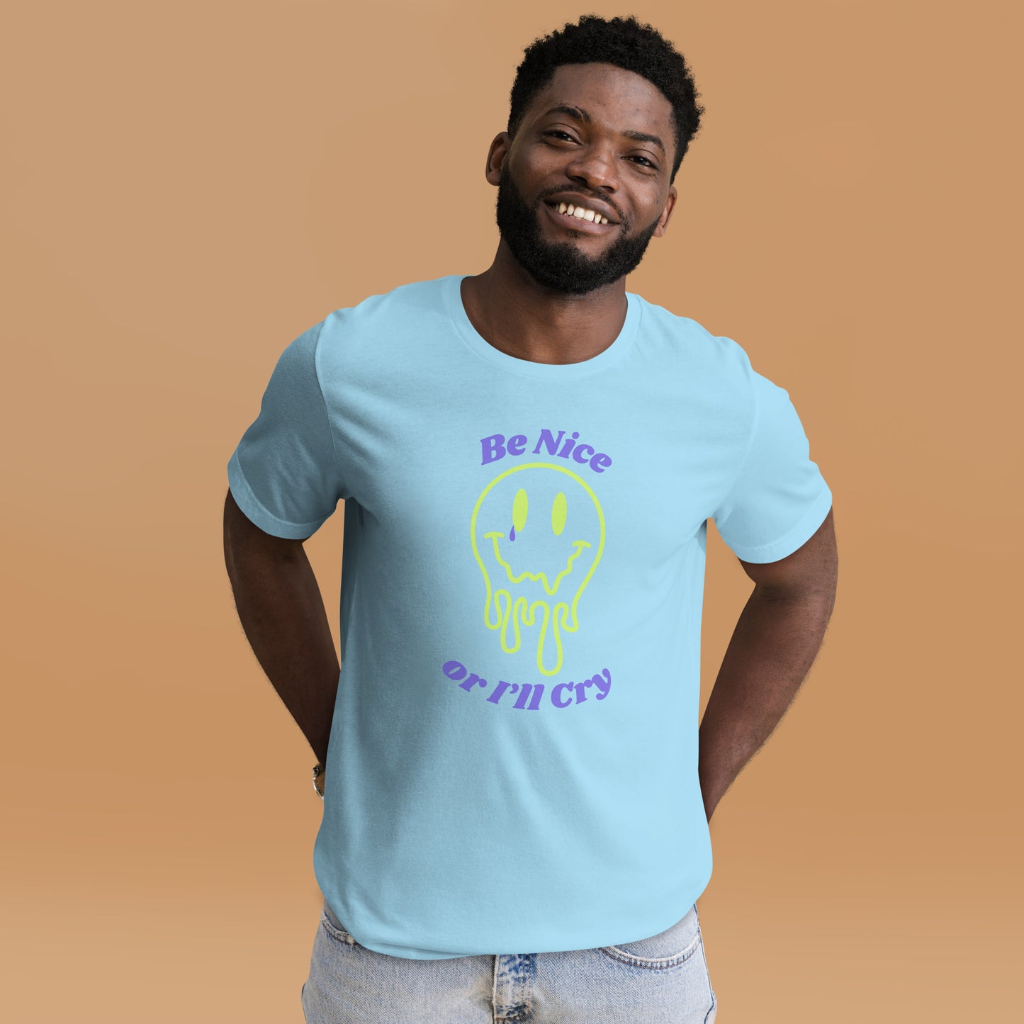 Be Nice or I'll Cry Unisex t-shirt Purple/Green Print