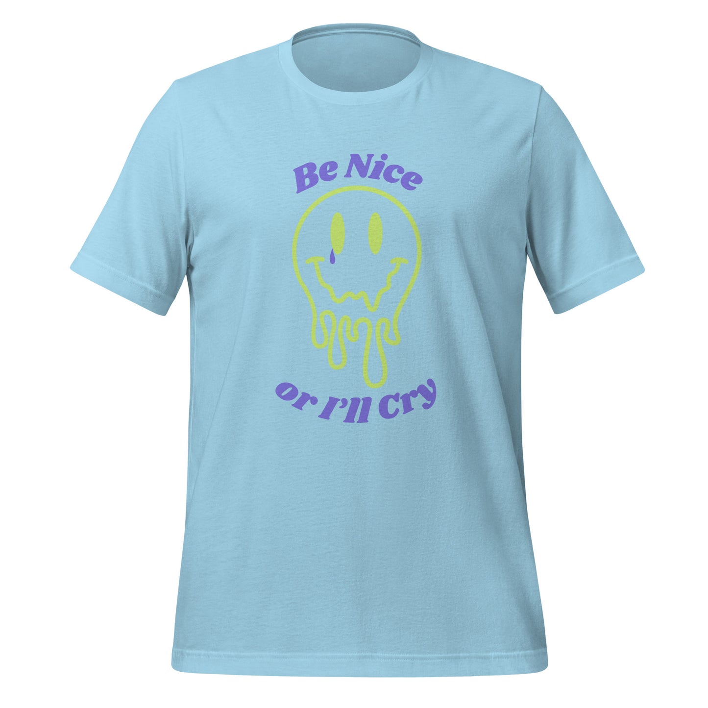 Be Nice or I'll Cry Unisex t-shirt Purple/Green Print