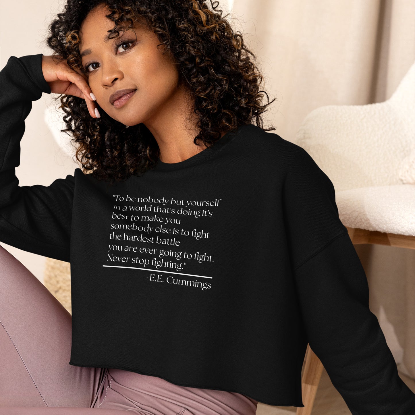 Never Stop Fighting Crop Sweatshirt