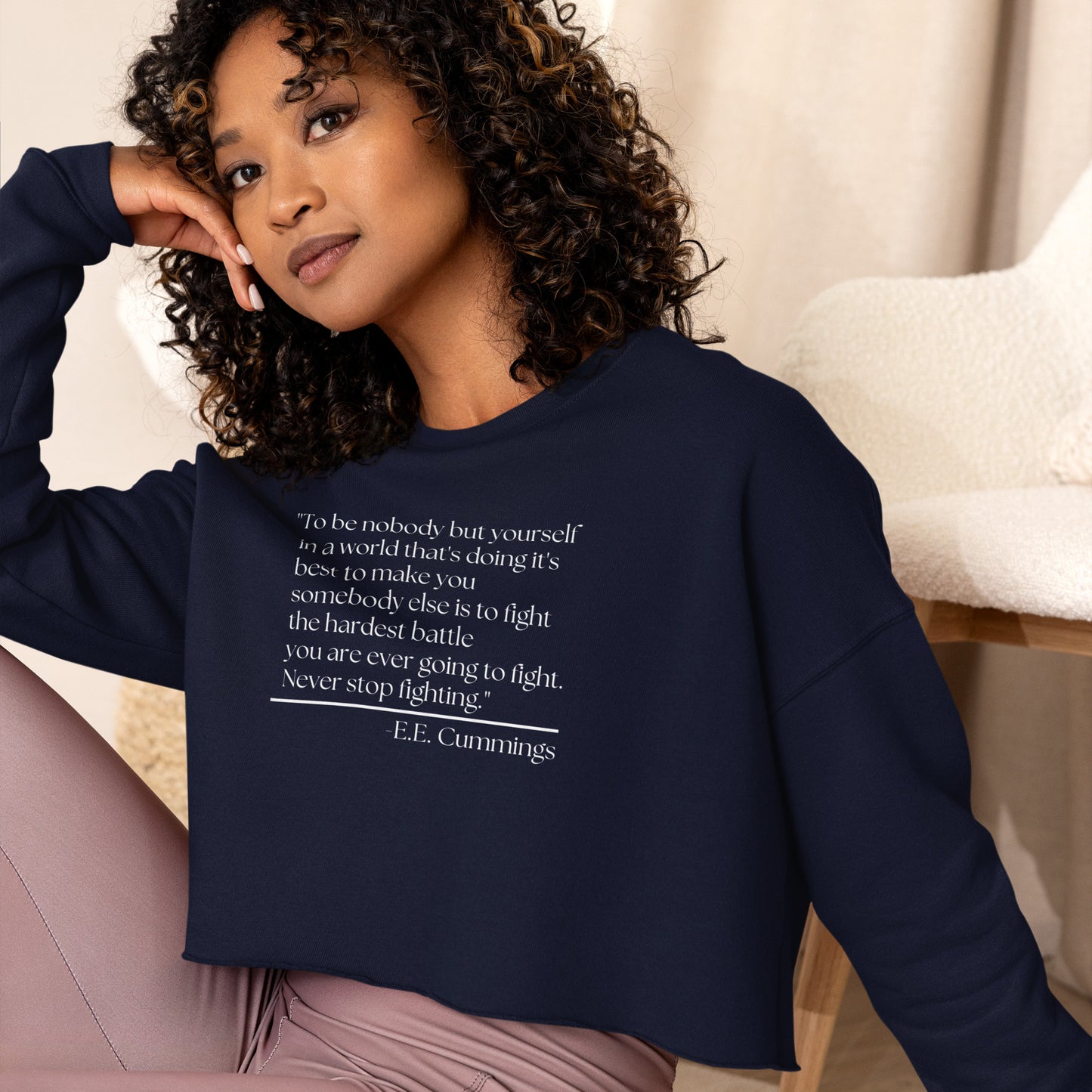 Never Stop Fighting Crop Sweatshirt